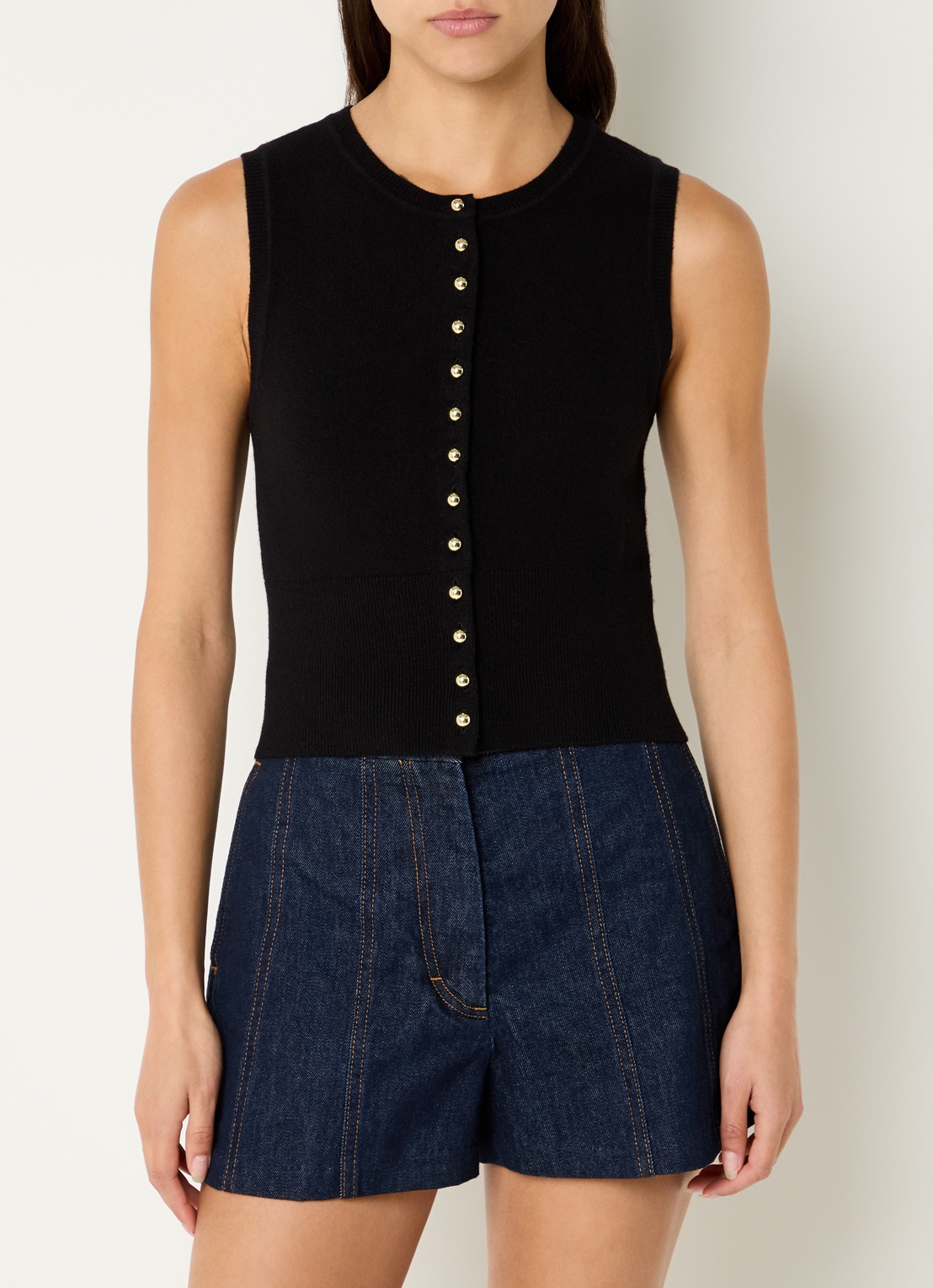 Claudie Pierlot Fijngebreide top van wol - detail zwart