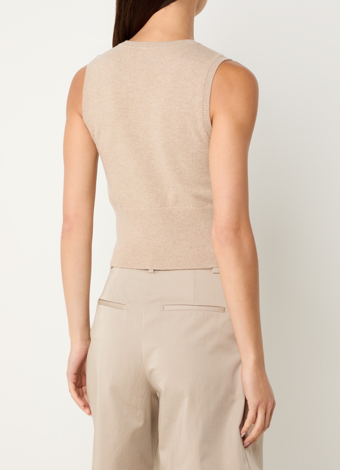 Claudie Pierlot Fijngebreide top van wol - achterkant 3 beige