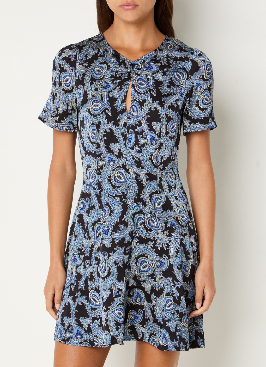 Claudie Pierlot Fonce mini jurk met paisley dessin - detail donkerblauw