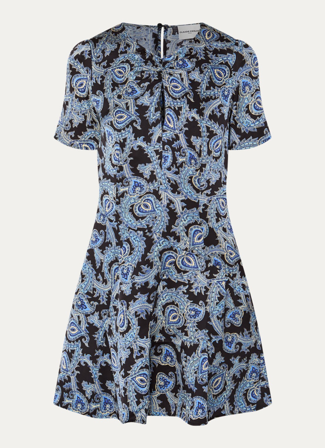 Claudie Pierlot Fonce mini jurk met paisley dessin - voorkant 3 donkerblauw