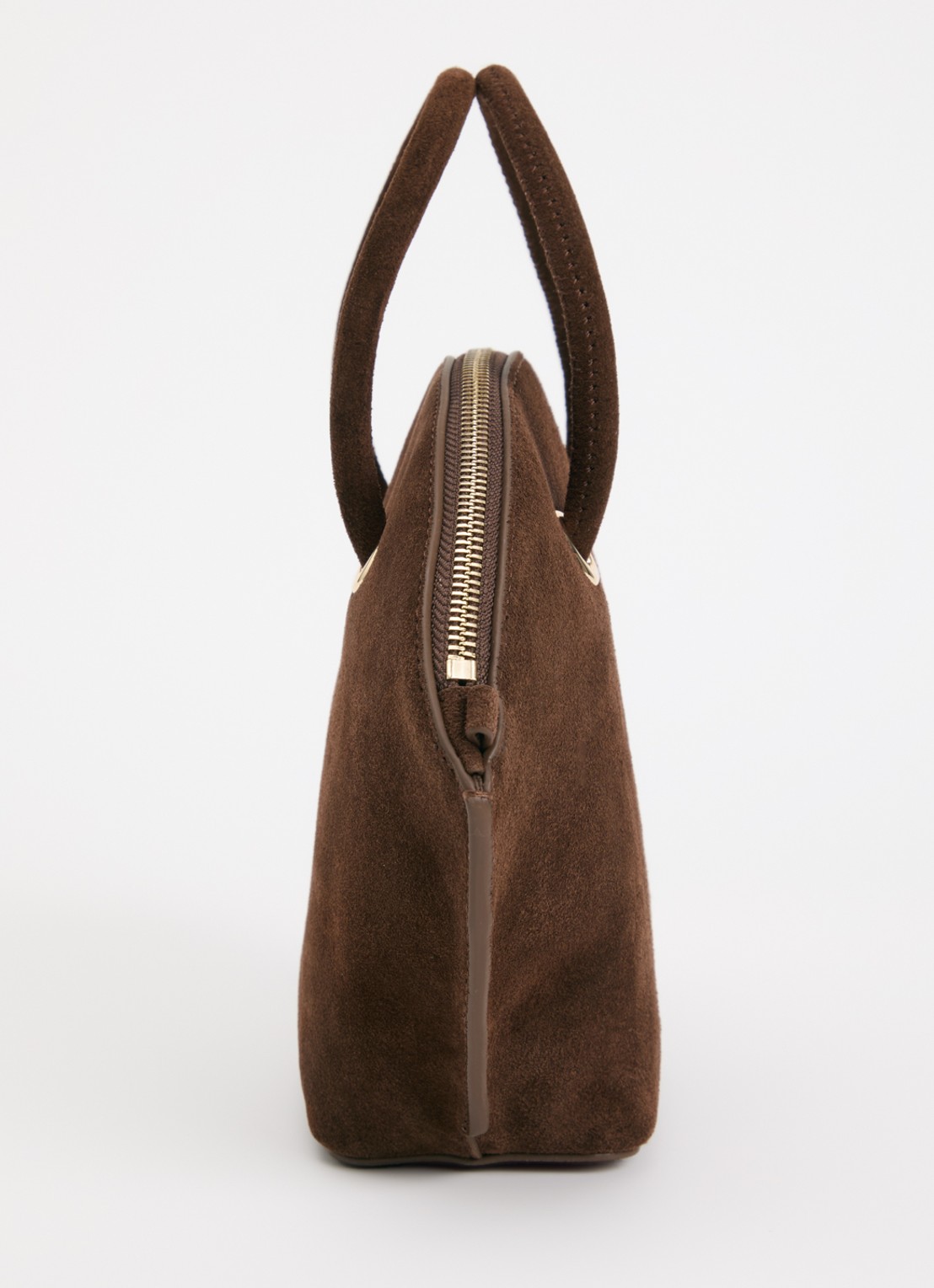 Claudie Pierlot Grelot crossbodytas van suède en verstelbare schouderriem - detail 2 chocoladebruin