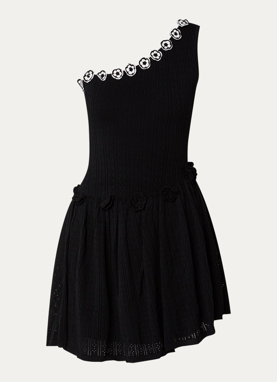 Claudie Pierlot Grofgebreide mini jurk met applicatie  - voorkant 3 zwart