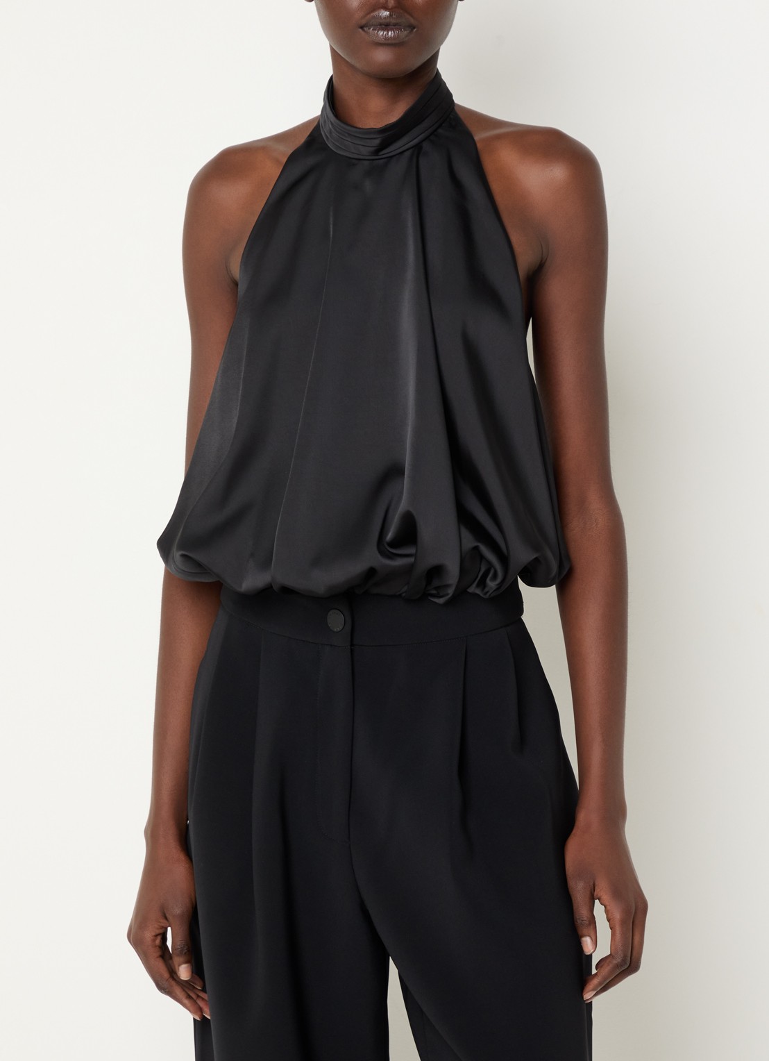 Claudie Pierlot Haltertop van satijn - detail 4 zwart