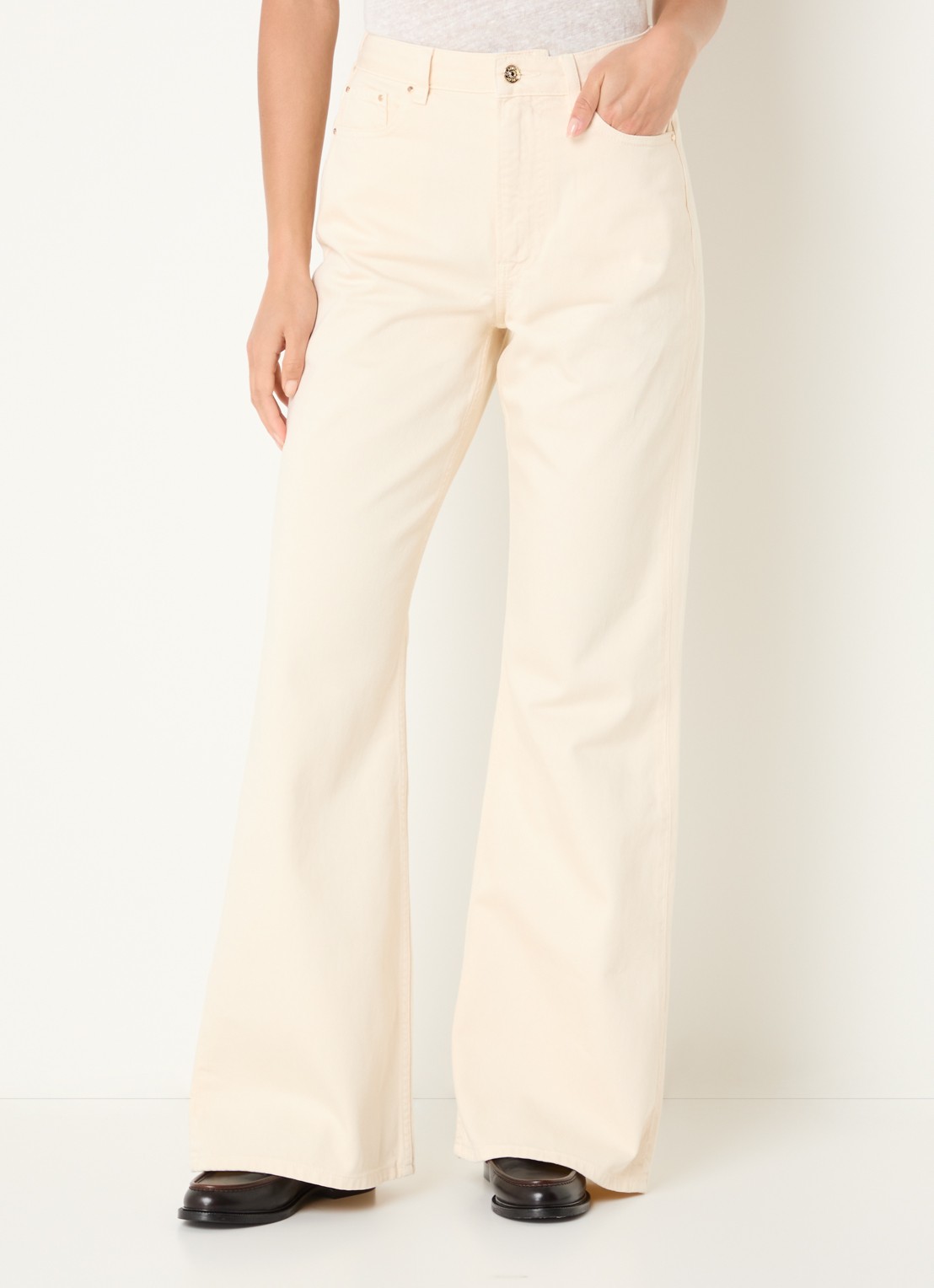 Claudie Pierlot High waist flared jeans met gekleurde wassing - detail 2 beige