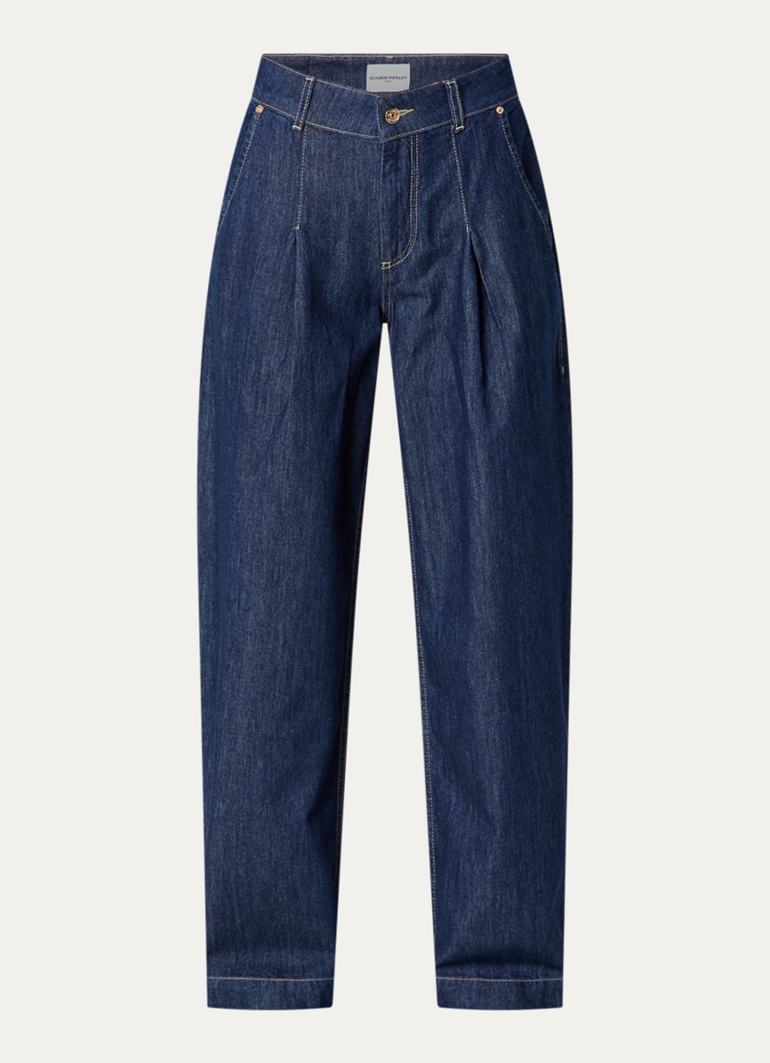 Claudie Pierlot High waist loose fit jeans met donkere wassing - voorkant 4 indigo