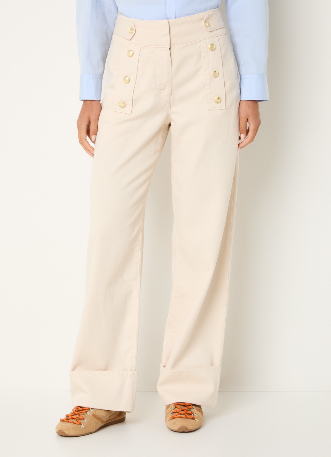 Claudie Pierlot High waist loose fit jeans met gekleurde wassing - detail 2 beige
