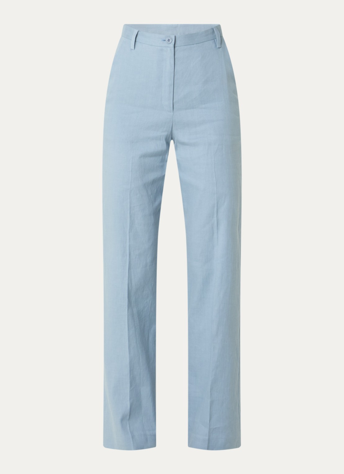 Claudie Pierlot High waist loose fit pantalon in linnenblend - voorkant lichtblauw