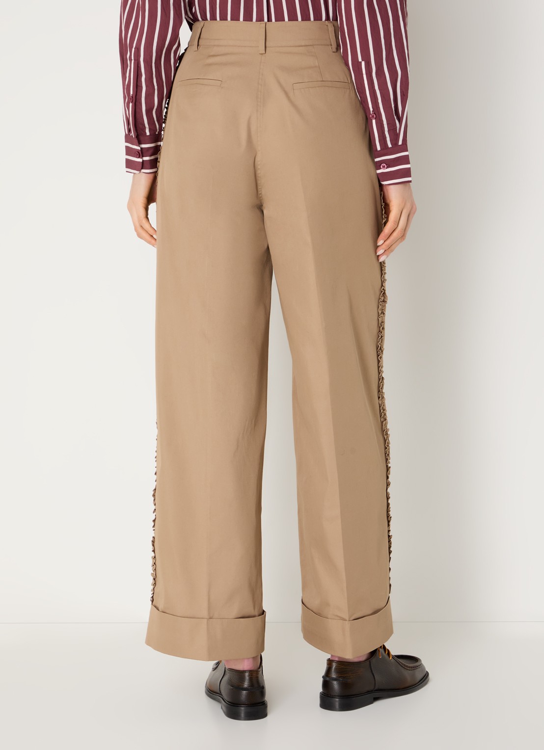 Claudie Pierlot High waist loose fit pantalon met steekzakken - achterkant 3 camel