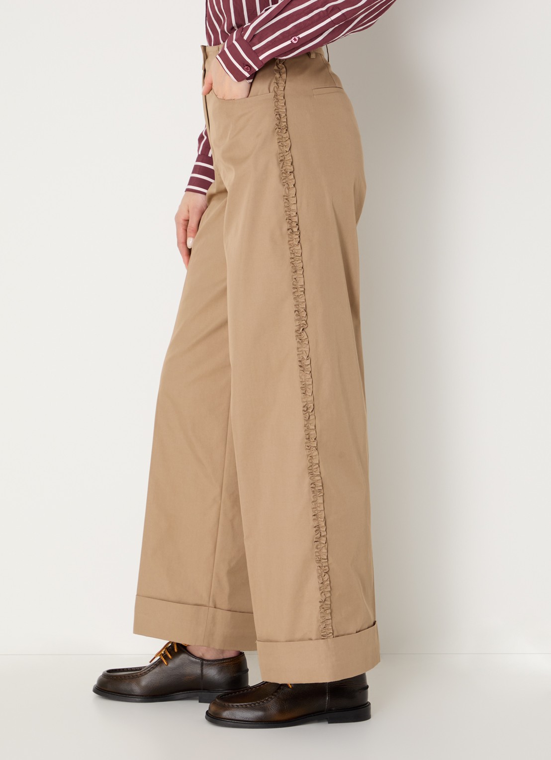Claudie Pierlot High waist loose fit pantalon met steekzakken - detail 5 camel