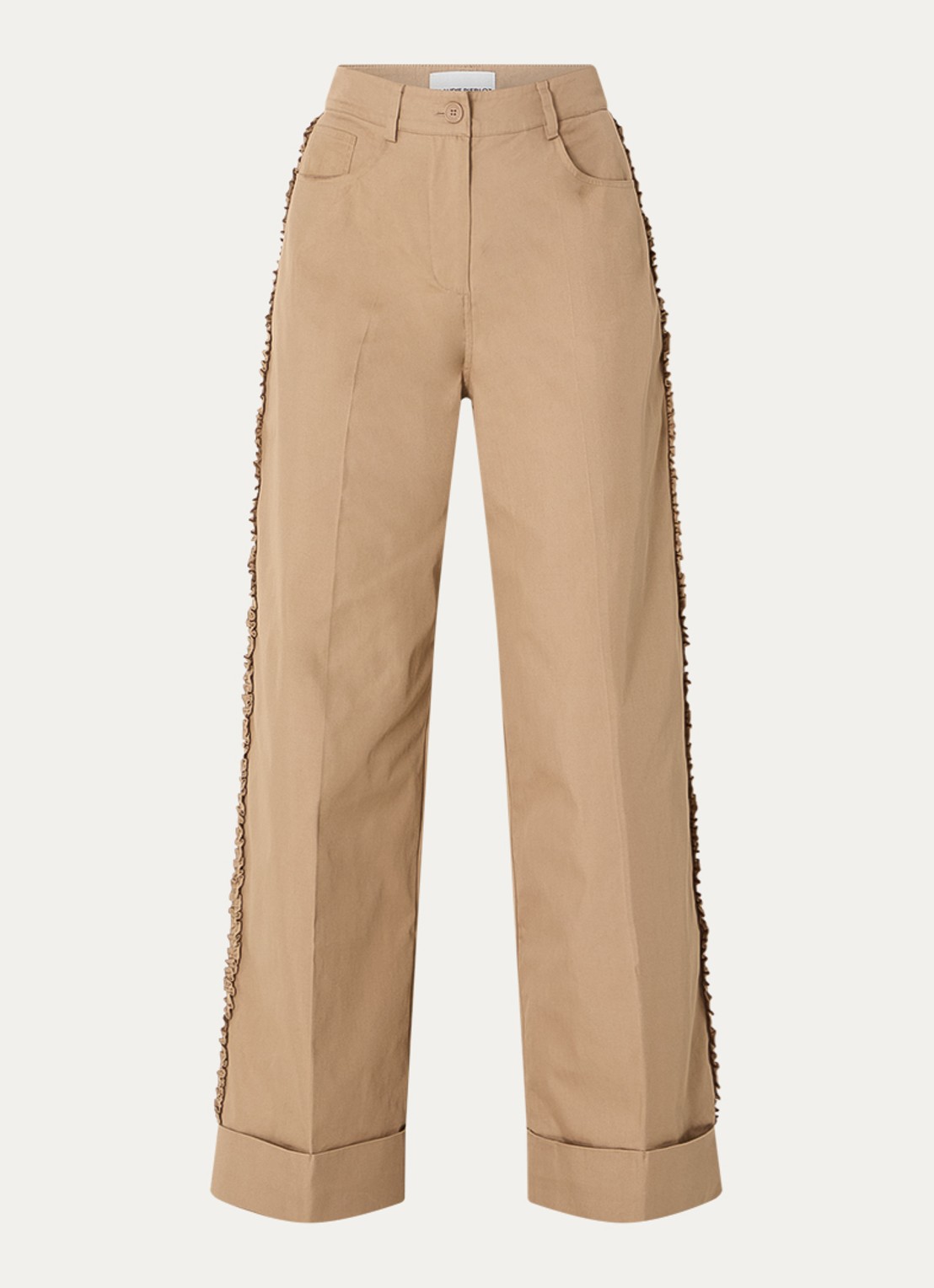 Claudie Pierlot High waist loose fit pantalon met steekzakken - voorkant camel