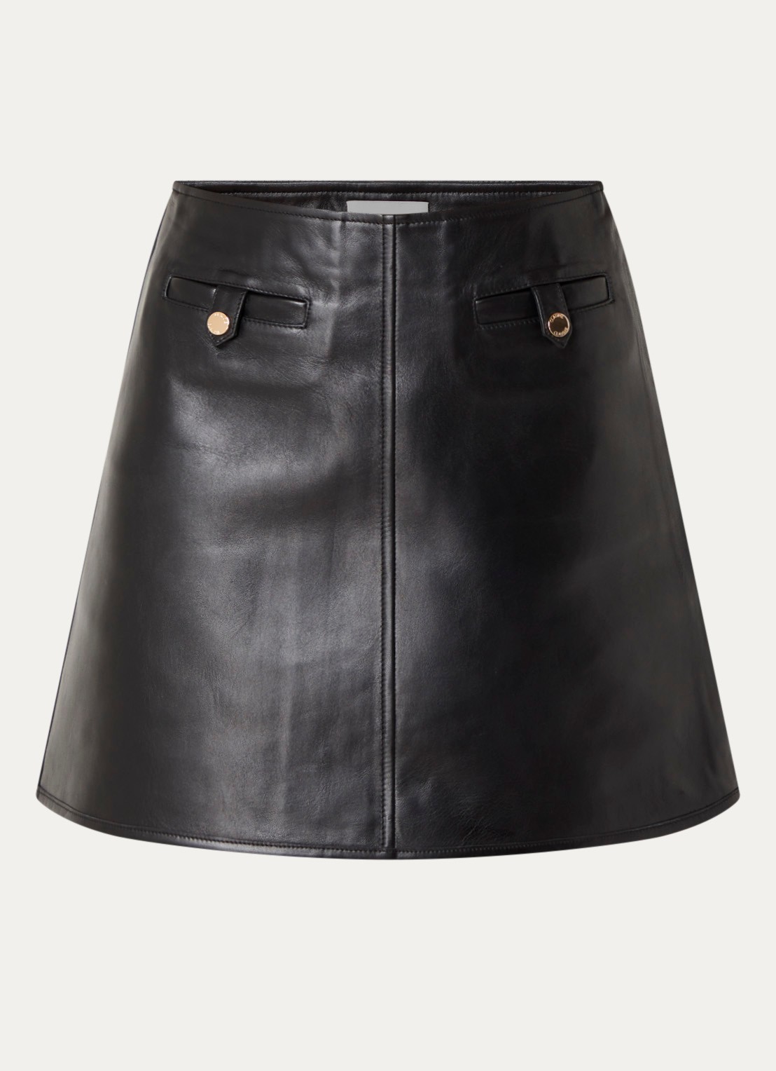 Claudie Pierlot High waist mini rok van imitatieleer - voorkant zwart