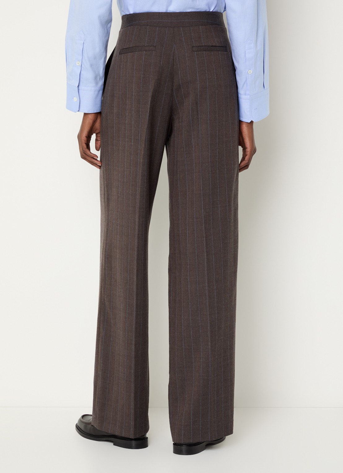 Claudie Pierlot High waist straight fit broek in wolblend - achterkant 3 donkerbruin
