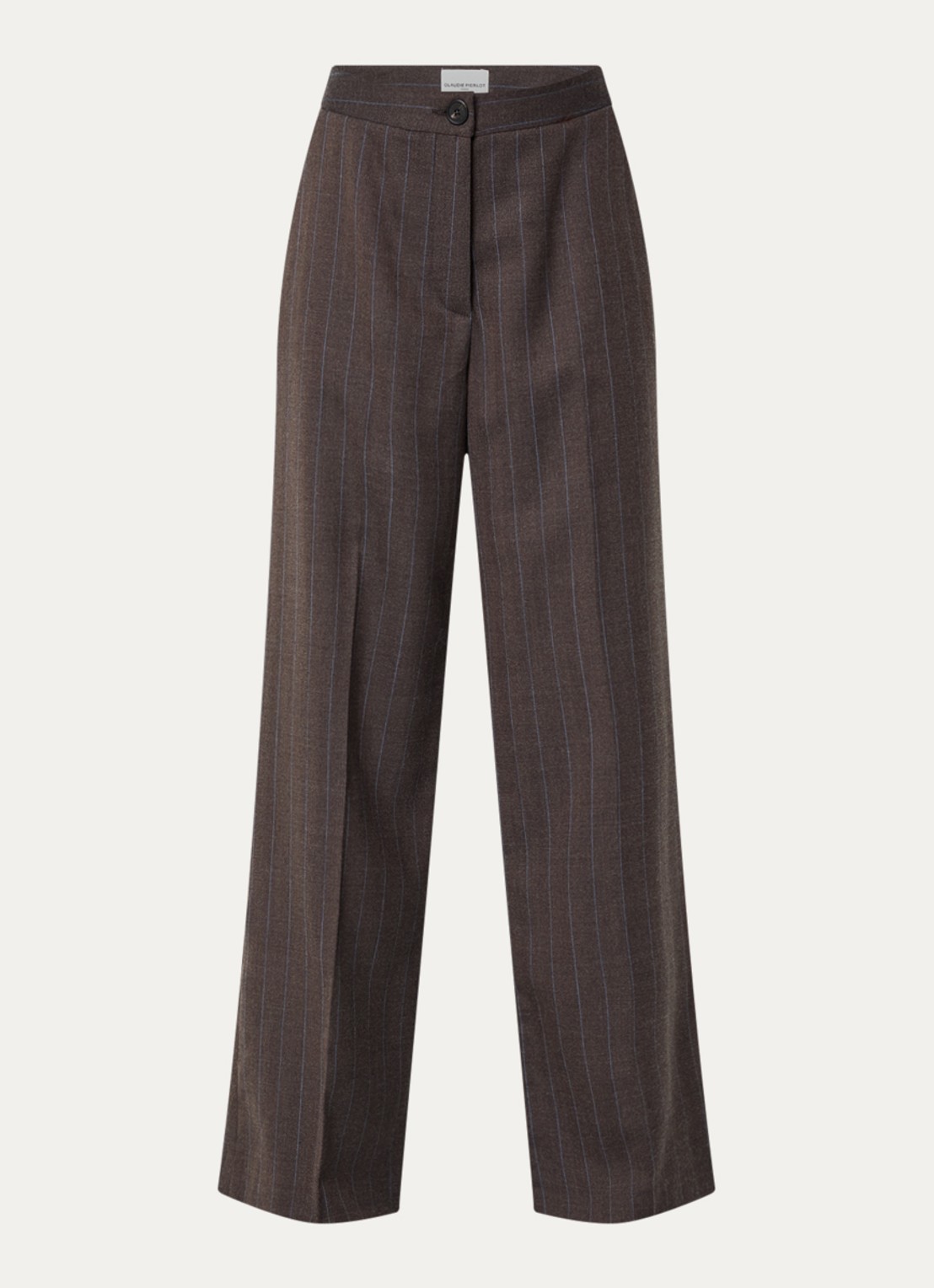 Claudie Pierlot High waist straight fit broek in wolblend - voorkant donkerbruin
