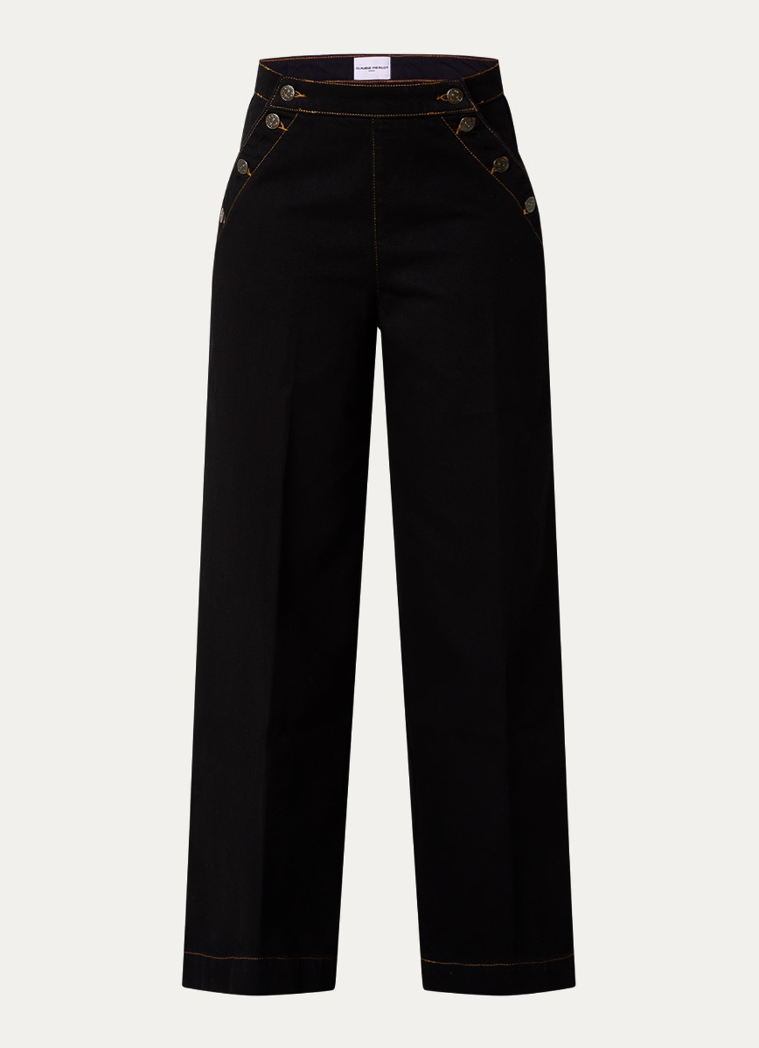 Claudie Pierlot High waist straight fit jeans met gekleurde wassing - voorkant 2 zwart