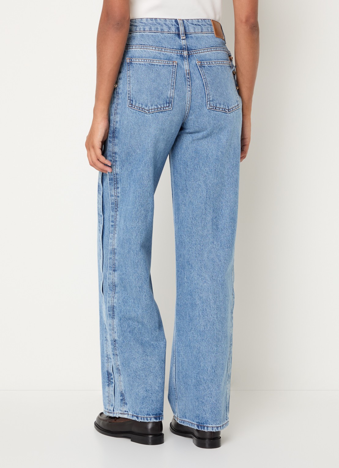 Claudie Pierlot High waist straight fit jeans met lichte wassing - achterkant 3 indigo