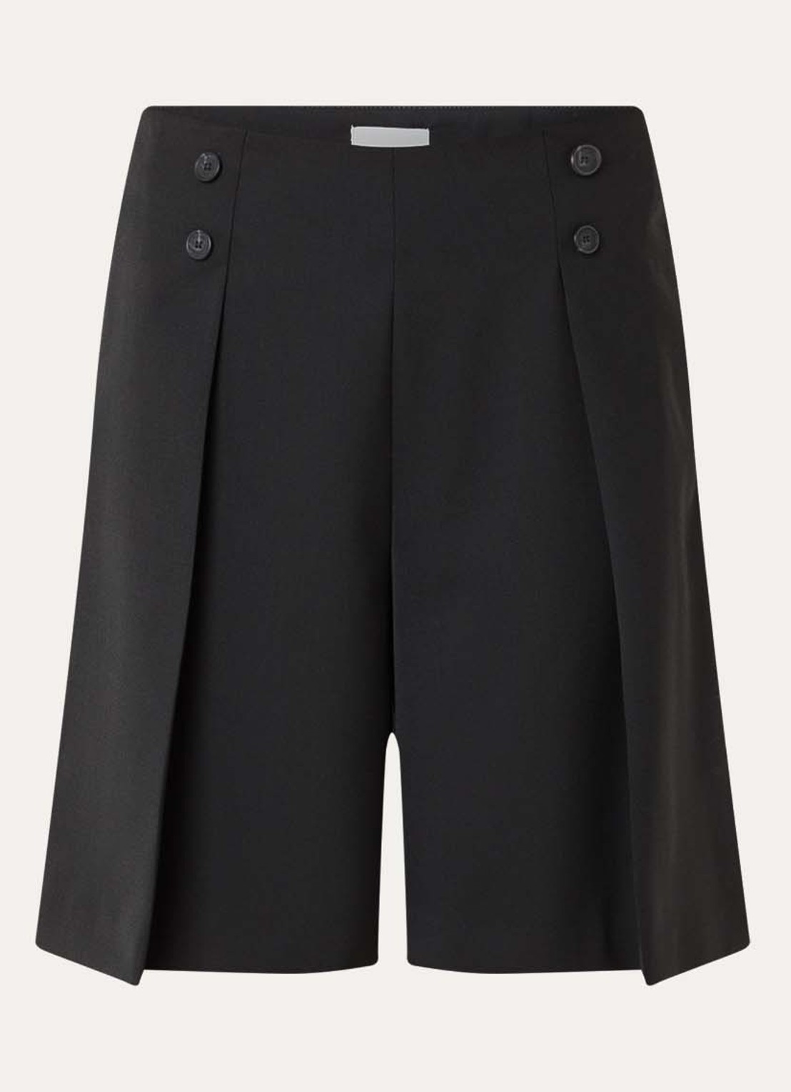 Claudie Pierlot High waist straight fit korte broek in wolblend met steekzakken - voorkant zwart