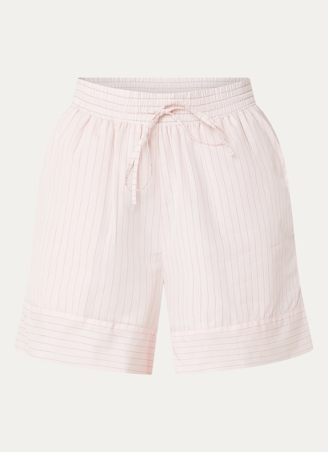Claudie Pierlot High waist straight fit korte broek met streepprint - voorkant 3 lichtroze