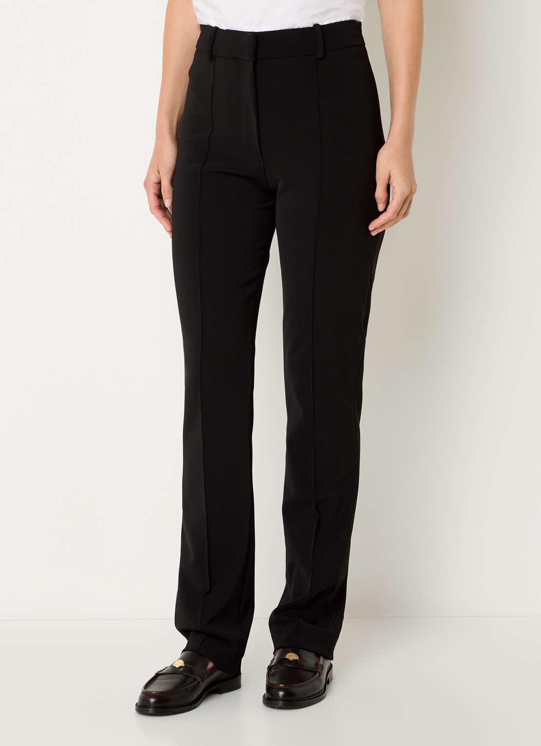 Claudie Pierlot High waist straight fit pantalon met stretch - detail 2 zwart