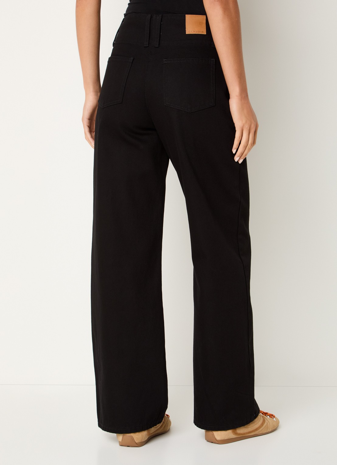 Claudie Pierlot High waist straight leg jeans met gekleurde wassing - achterkant 4 zwart