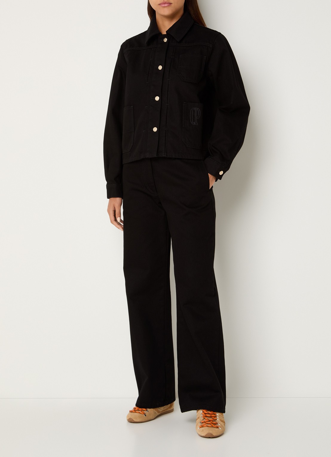 Claudie Pierlot High waist straight leg jeans met gekleurde wassing - voorkant 2 zwart