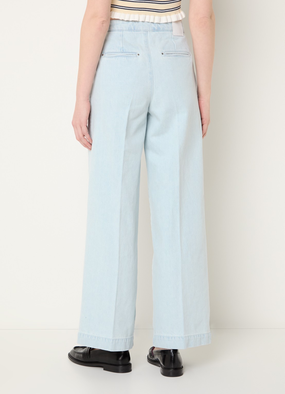 Claudie Pierlot High waist straight leg jeans met lichte wassing - achterkant 4 indigo