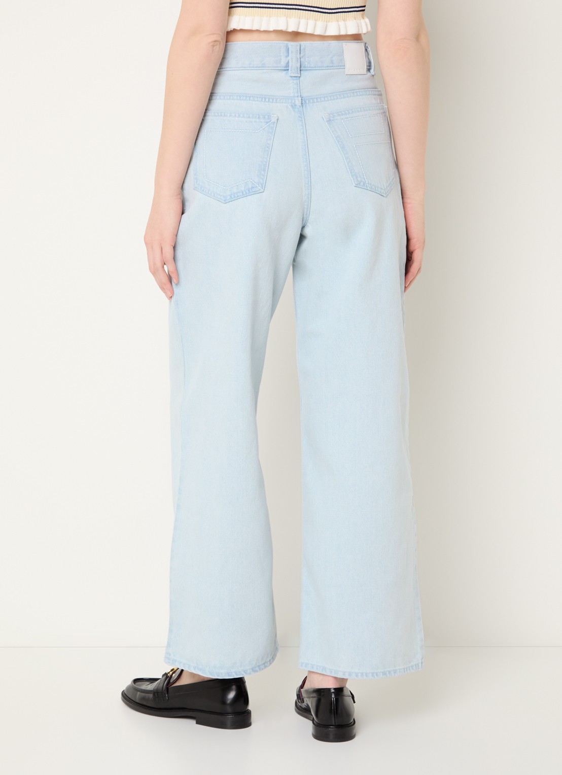 Claudie Pierlot High waist straight leg jeans met lichte wassing - achterkant 3 indigo