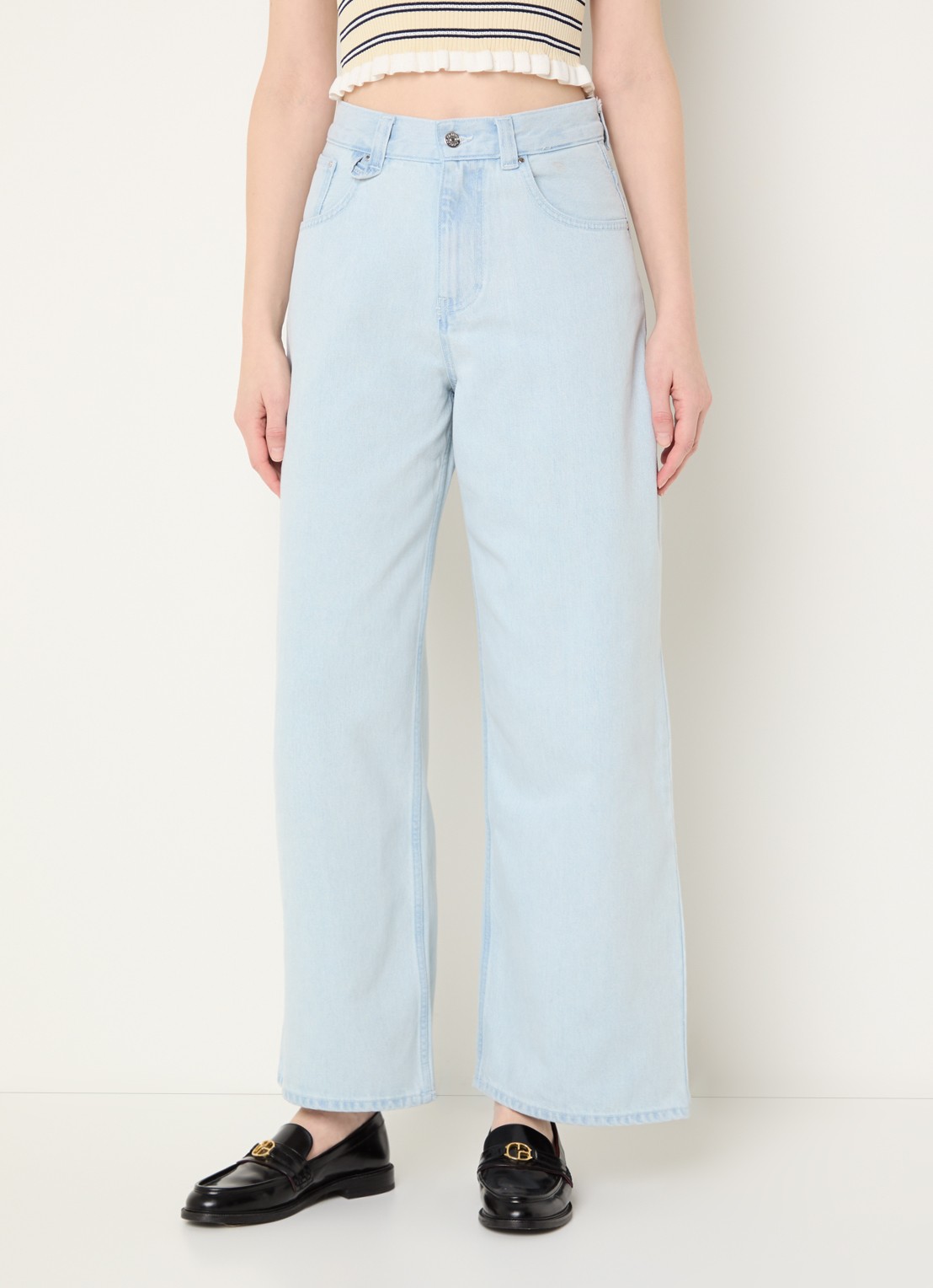 Claudie Pierlot High waist straight leg jeans met lichte wassing - detail 4 indigo