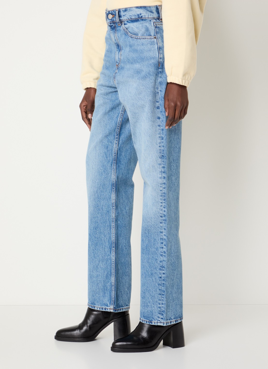Claudie Pierlot High waist straight leg jeans met medium wassing - detail 5 indigo