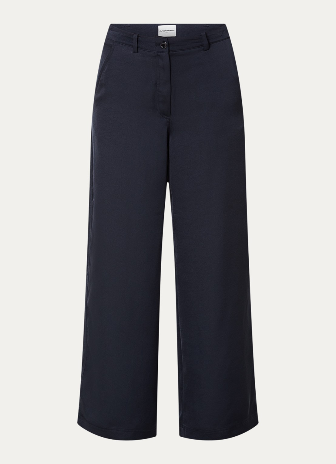 Claudie Pierlot High waist straight leg pantalon met steekzakken - voorkant 2 donkerblauw