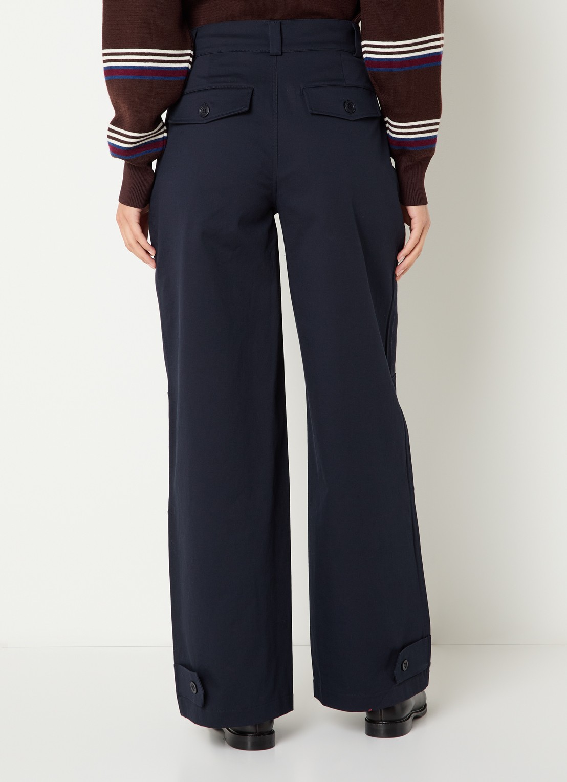 Claudie Pierlot High waist straight leg pantalon met steekzakken - achterkant 4 donkerblauw