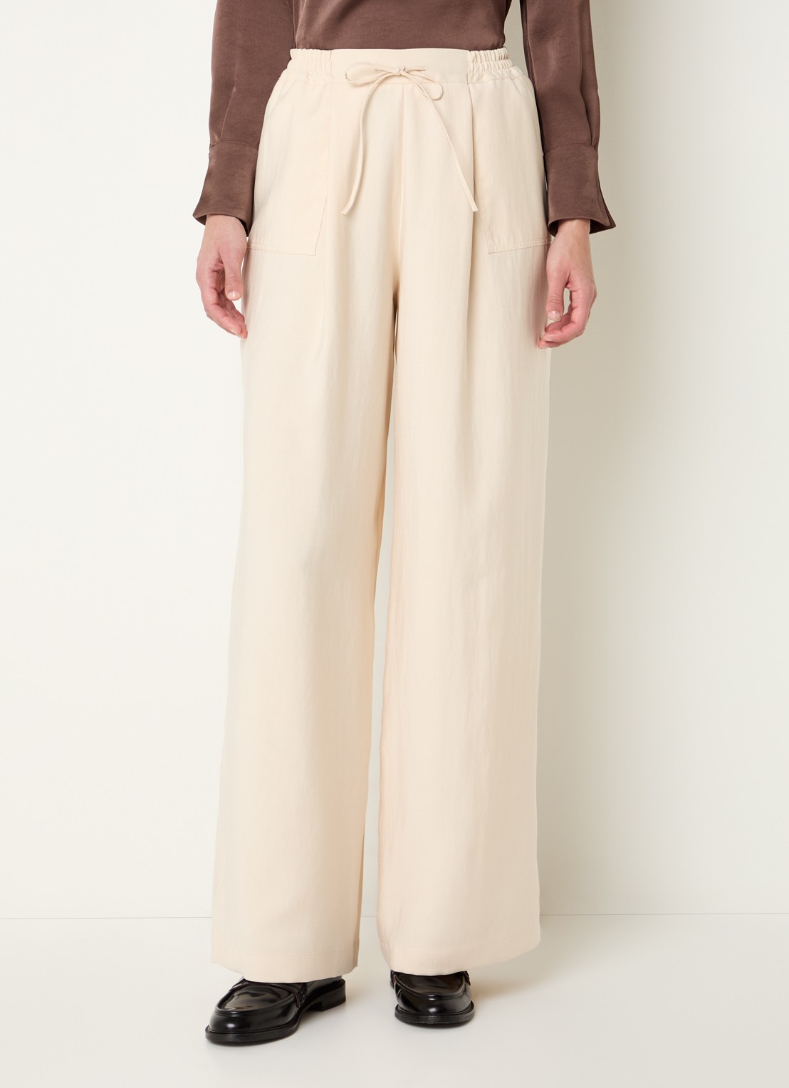Claudie Pierlot High waist wide fit broek met steekzakken - detail 3 creme