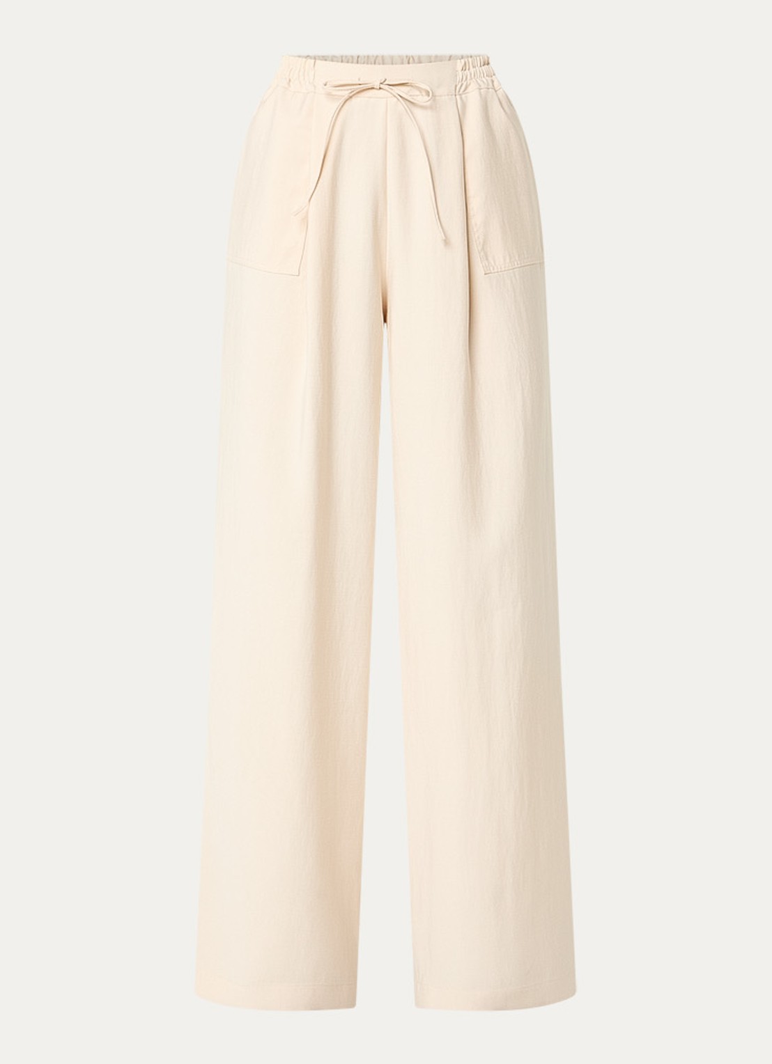 Claudie Pierlot High waist wide fit broek met steekzakken - voorkant creme