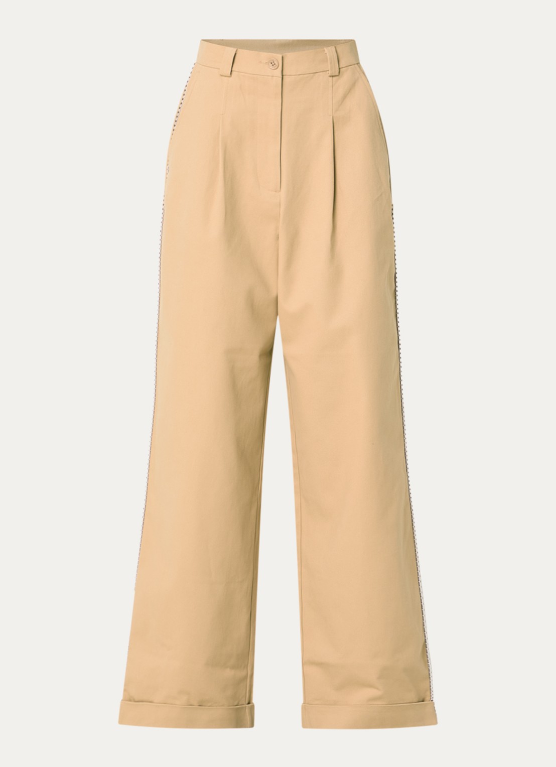 Claudie Pierlot High waist wide fit broek met steekzakken - voorkant 2 camel
