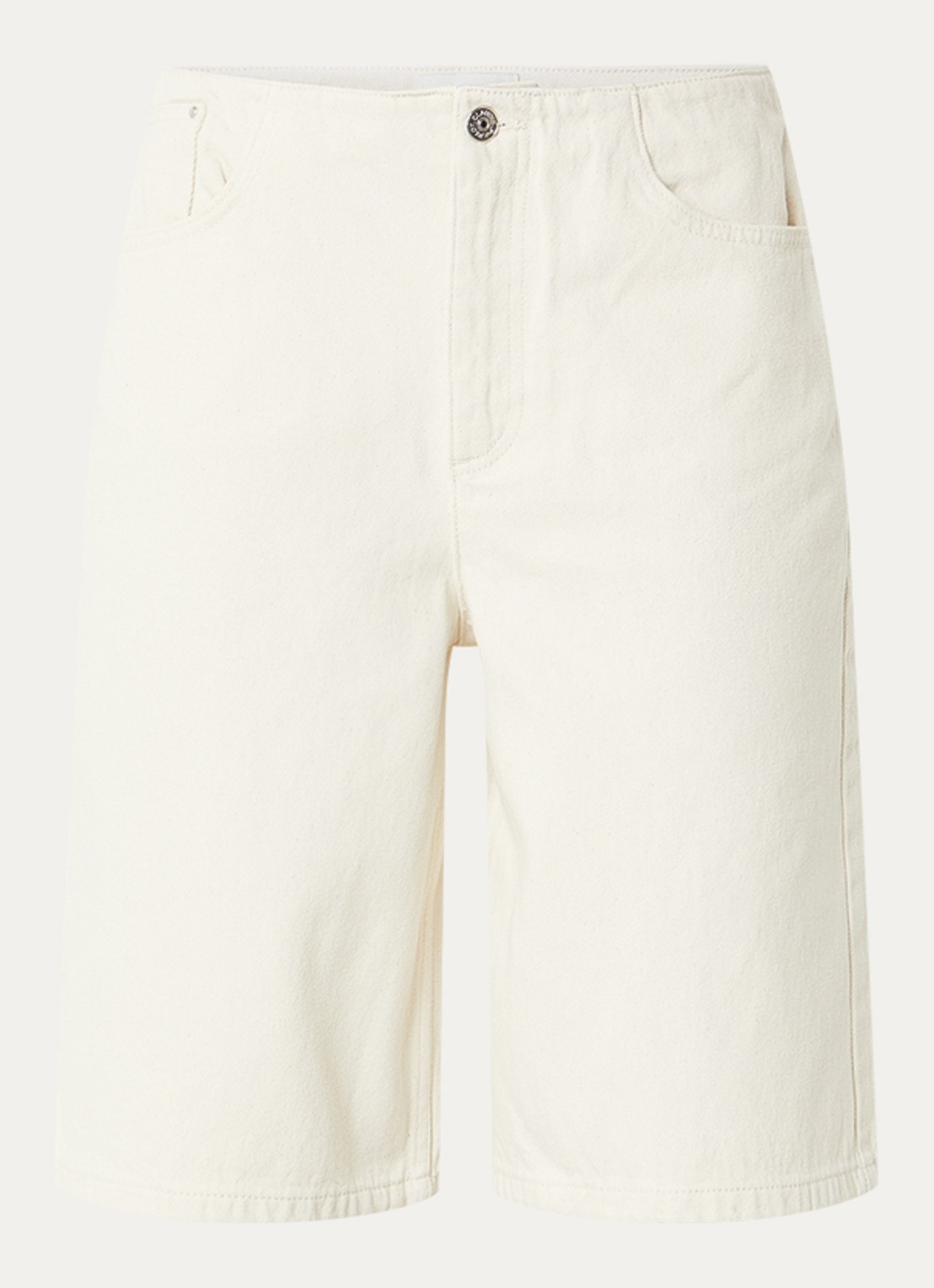 Claudie Pierlot High waist wide fit korte broek met steekzakken - voorkant creme