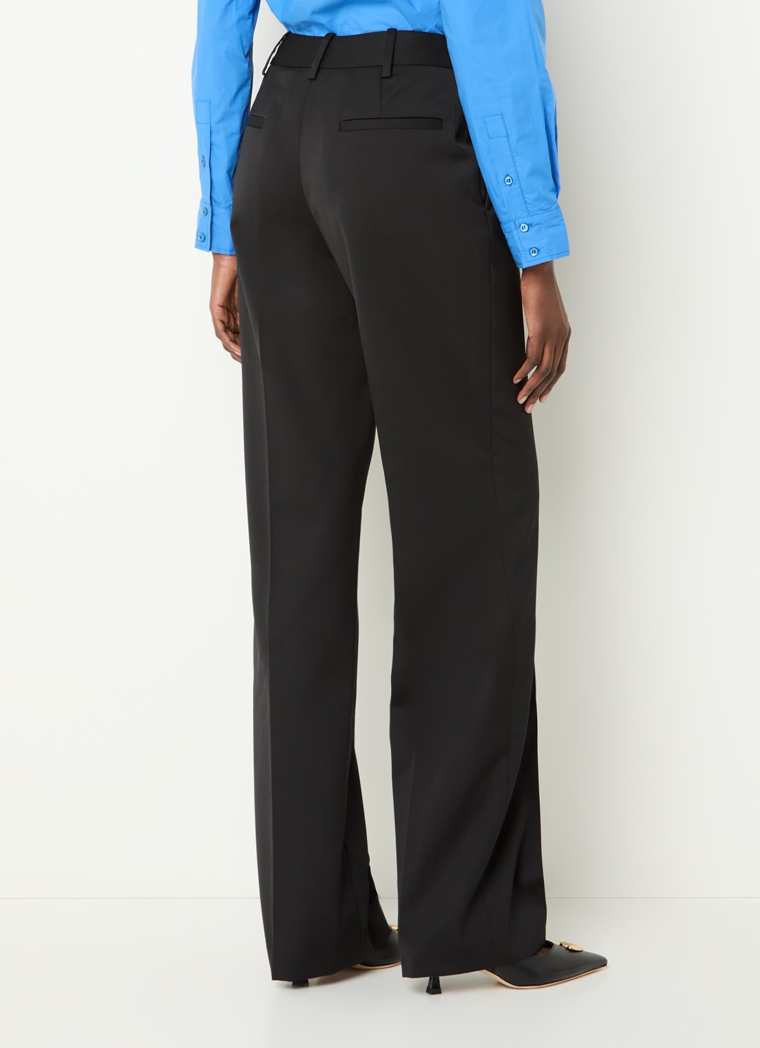 Claudie Pierlot High waist wide fit pantalon in wolblend - achterkant 3 zwart