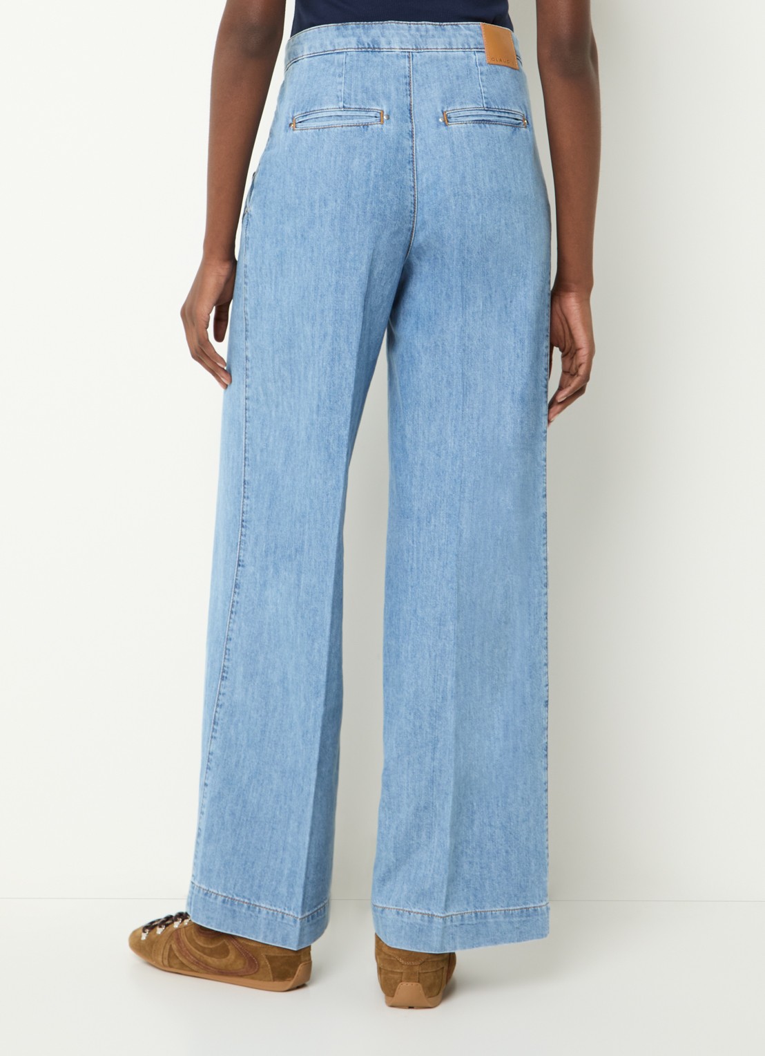 Claudie Pierlot High waist wide leg jeans met lichte wassing - achterkant 4 lichtblauw