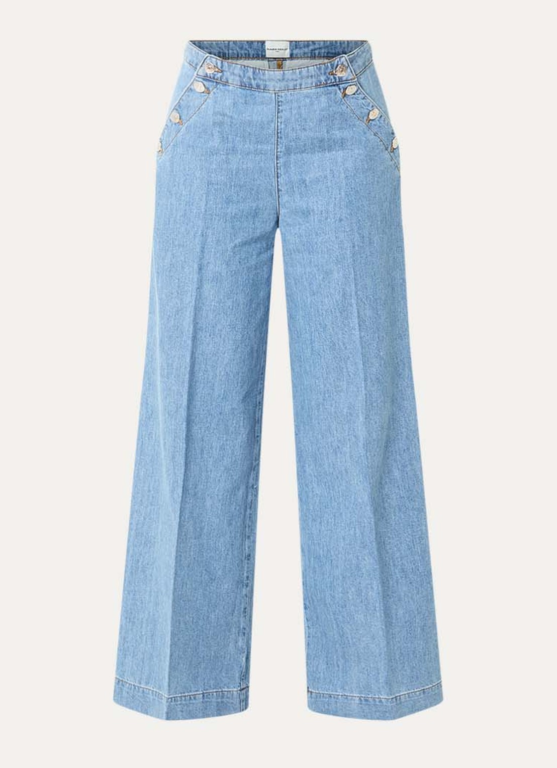 Claudie Pierlot High waist wide leg jeans met lichte wassing - voorkant lichtblauw