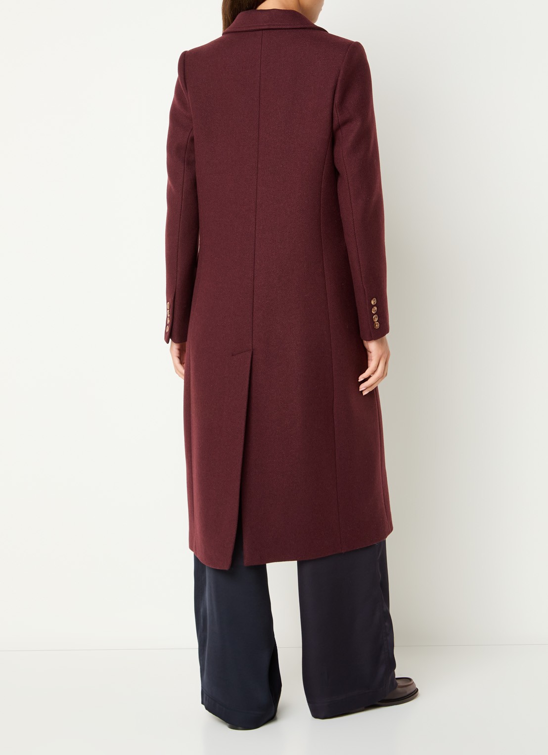 Claudie Pierlot Inny mantel van wolblend met klepzakken - achterkant 4 aubergine