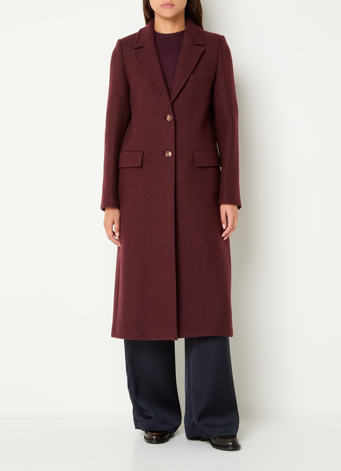 Claudie Pierlot Inny mantel van wolblend met klepzakken - detail 3 aubergine