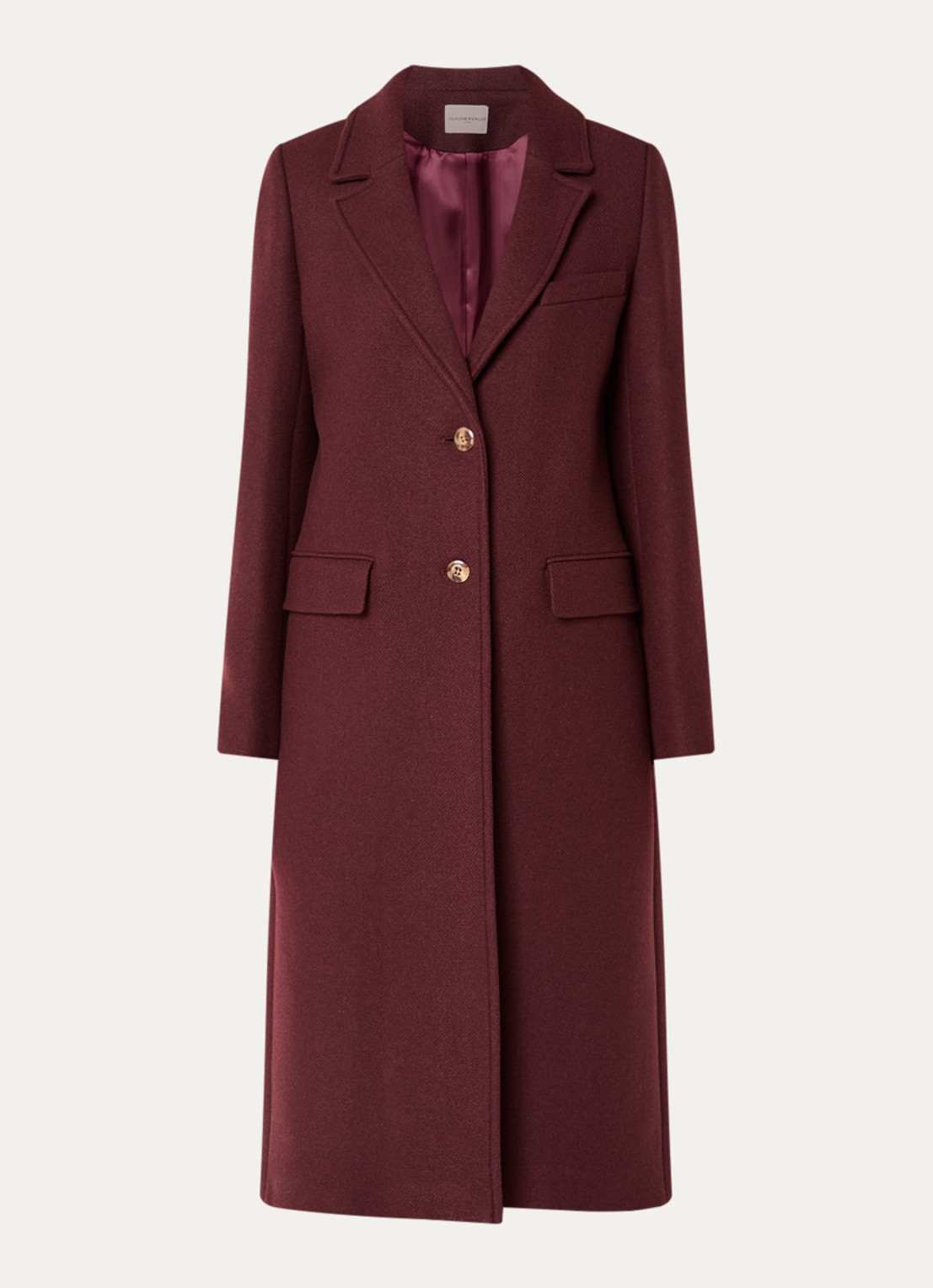 Claudie Pierlot Inny mantel van wolblend met klepzakken - voorkant aubergine