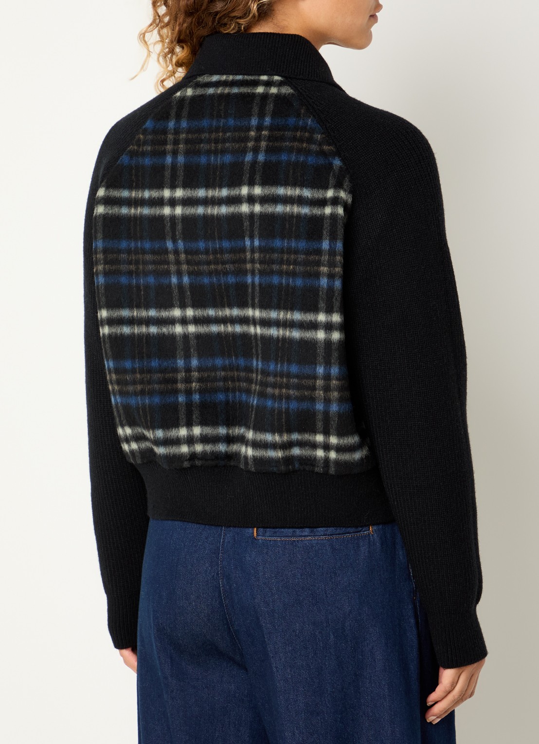 Claudie Pierlot Jack in alpaca wolblend met ruitdessin - achterkant 2 zwart