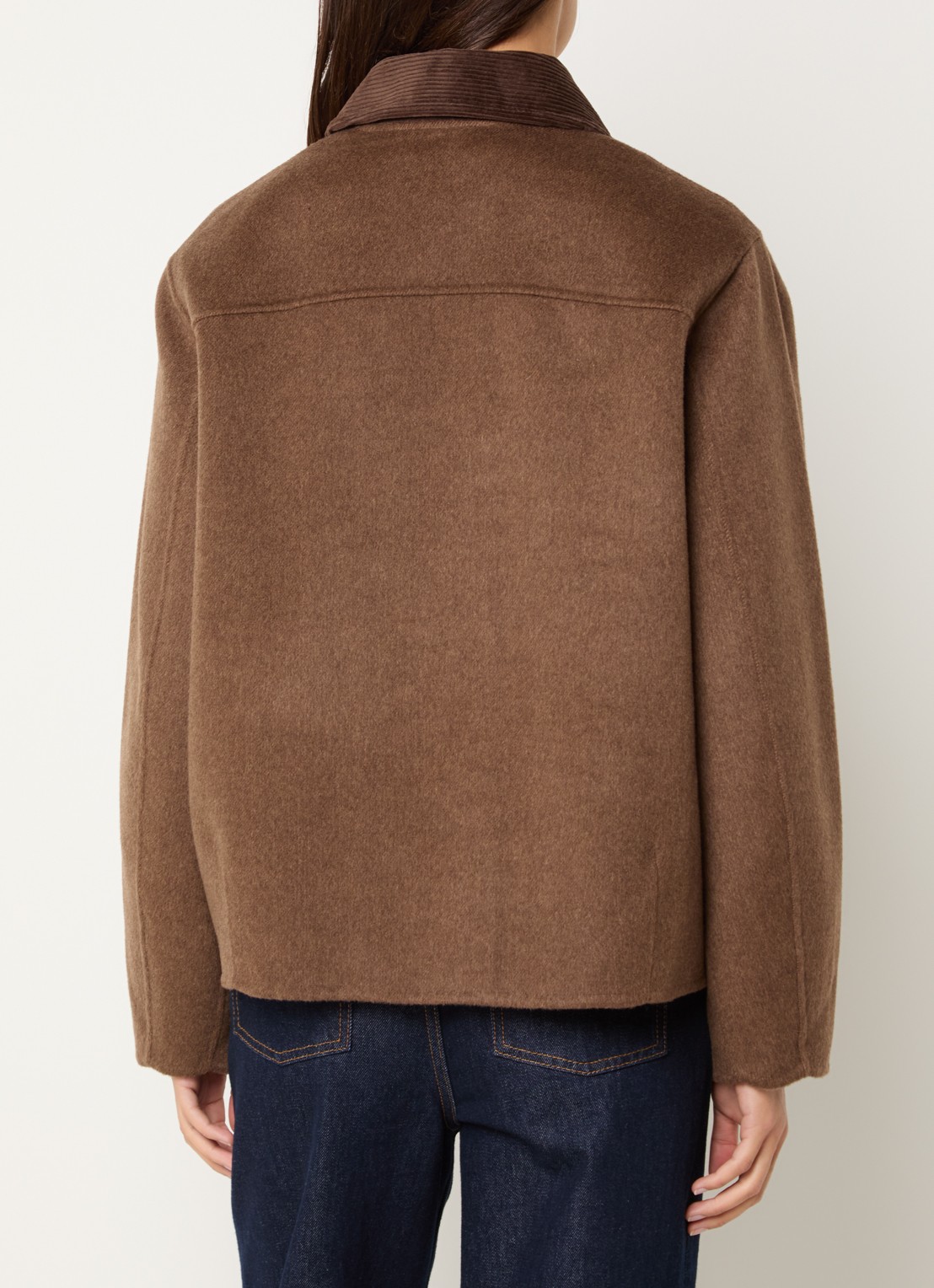 Claudie Pierlot Jack in wolblend met details van corduroy - achterkant 2 bruin