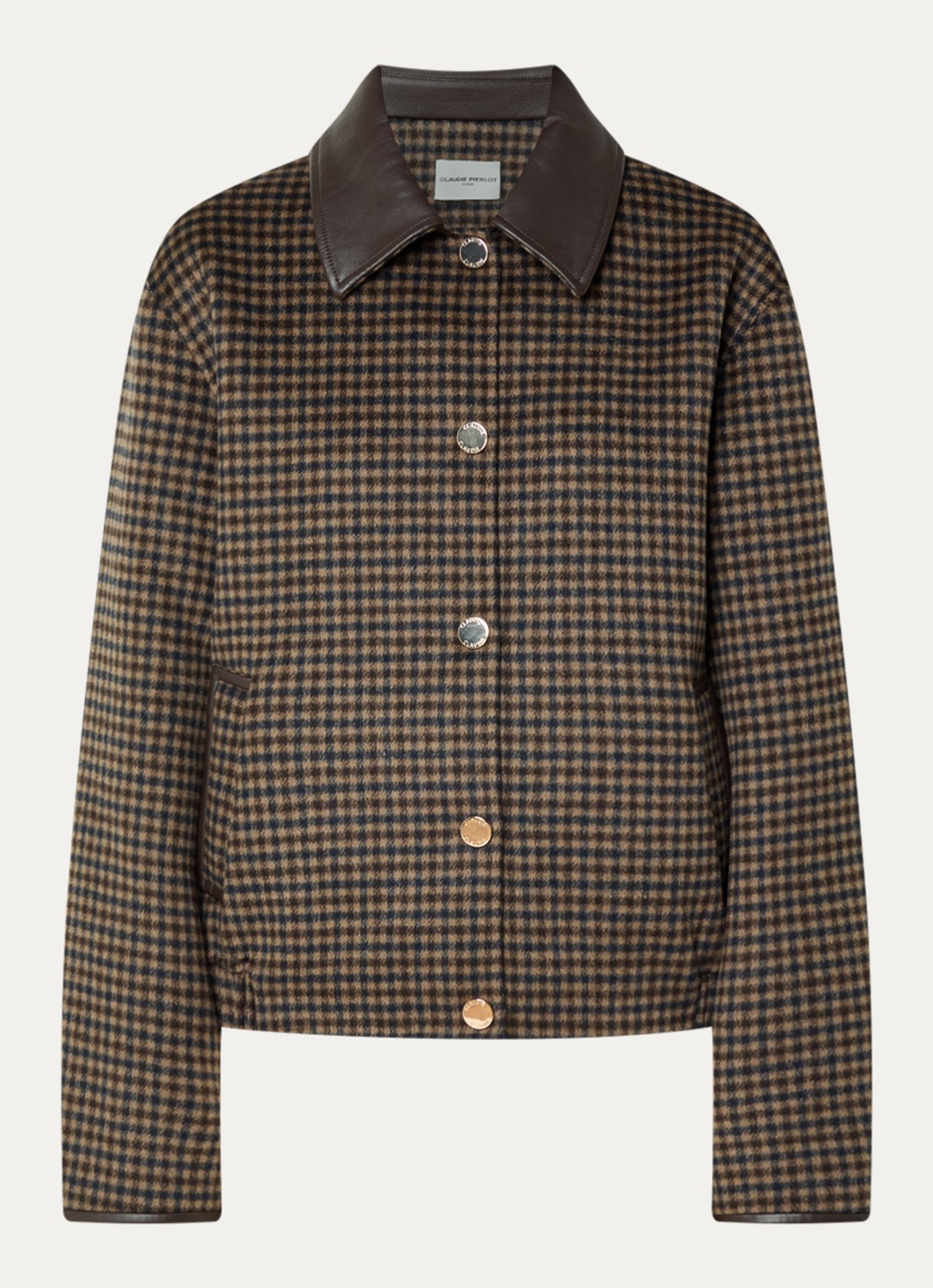 Claudie Pierlot Jack in wolblend met ruitdessin - voorkant 3 bronsgroen