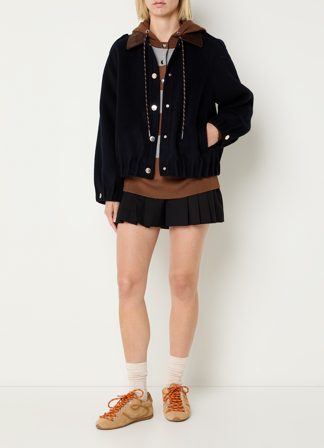 Claudie Pierlot Jack in wolblend met steekzakken - voorkant 4 donkerblauw