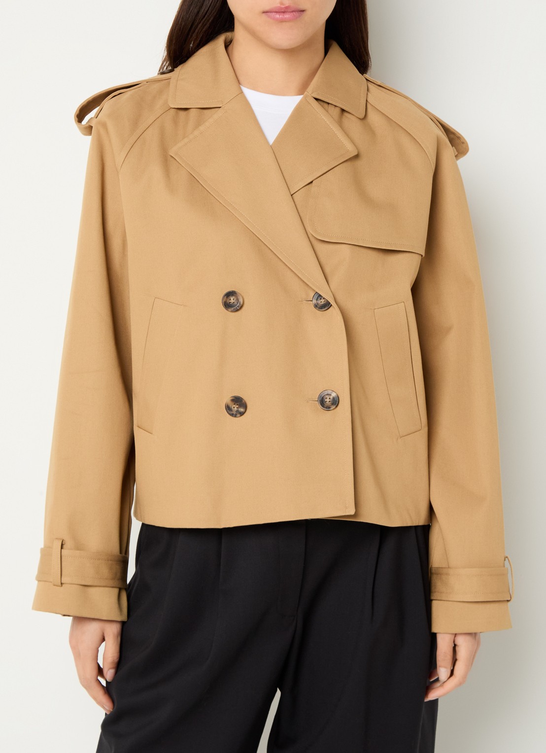 Claudie Pierlot Jack met steekzakken - detail 2 camel