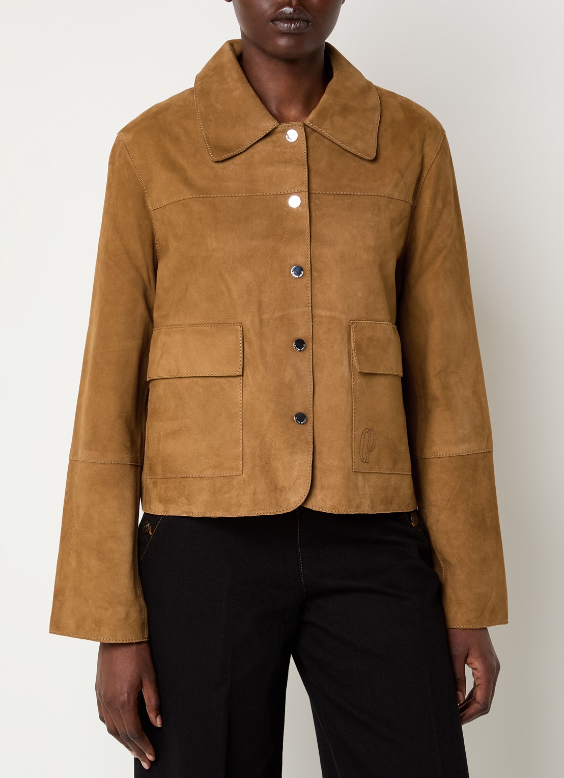 Claudie Pierlot Jack van geitenleer met klepzakken - detail 4 cognac