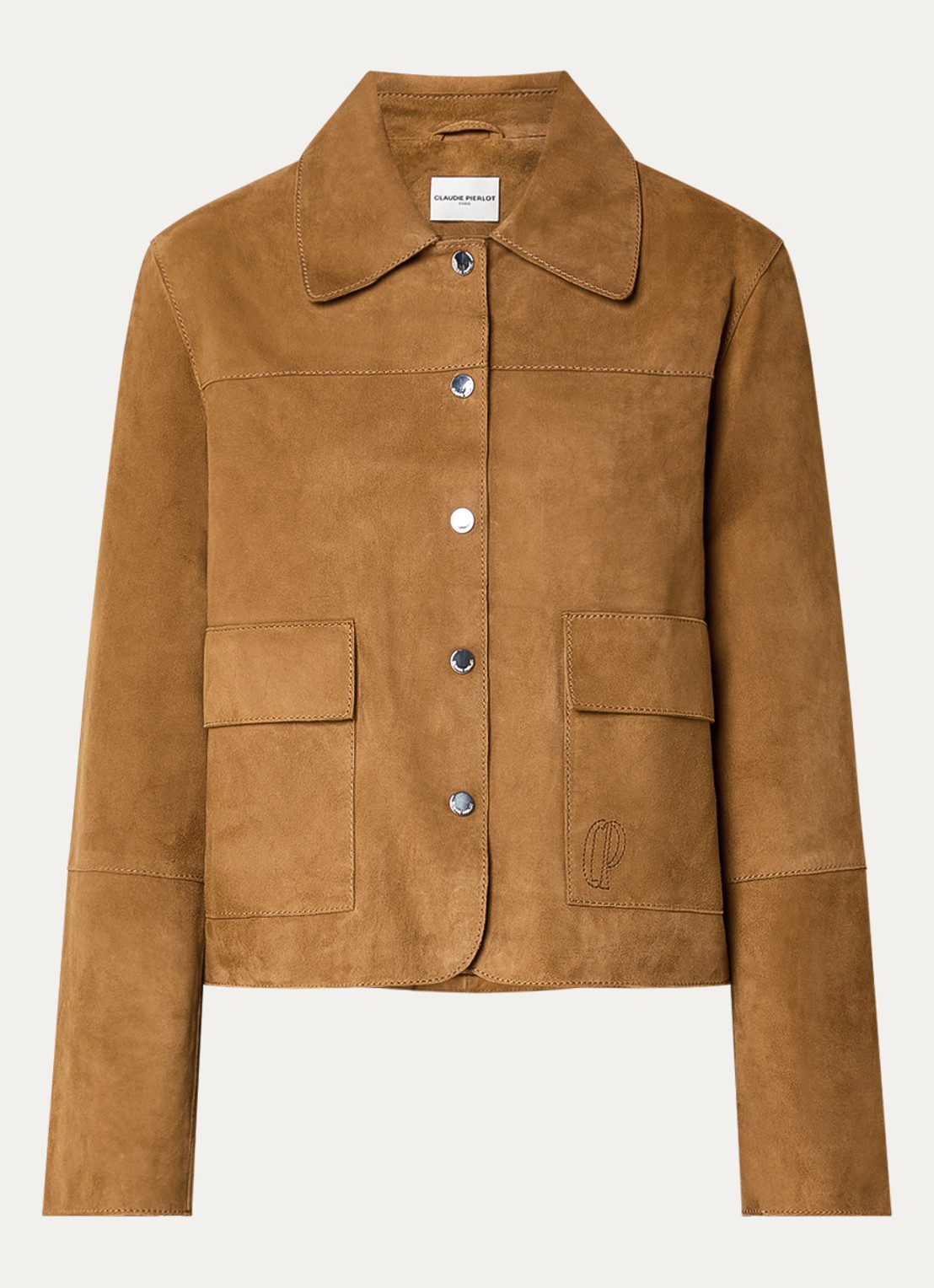 Claudie Pierlot Jack van geitenleer met klepzakken - voorkant 2 cognac