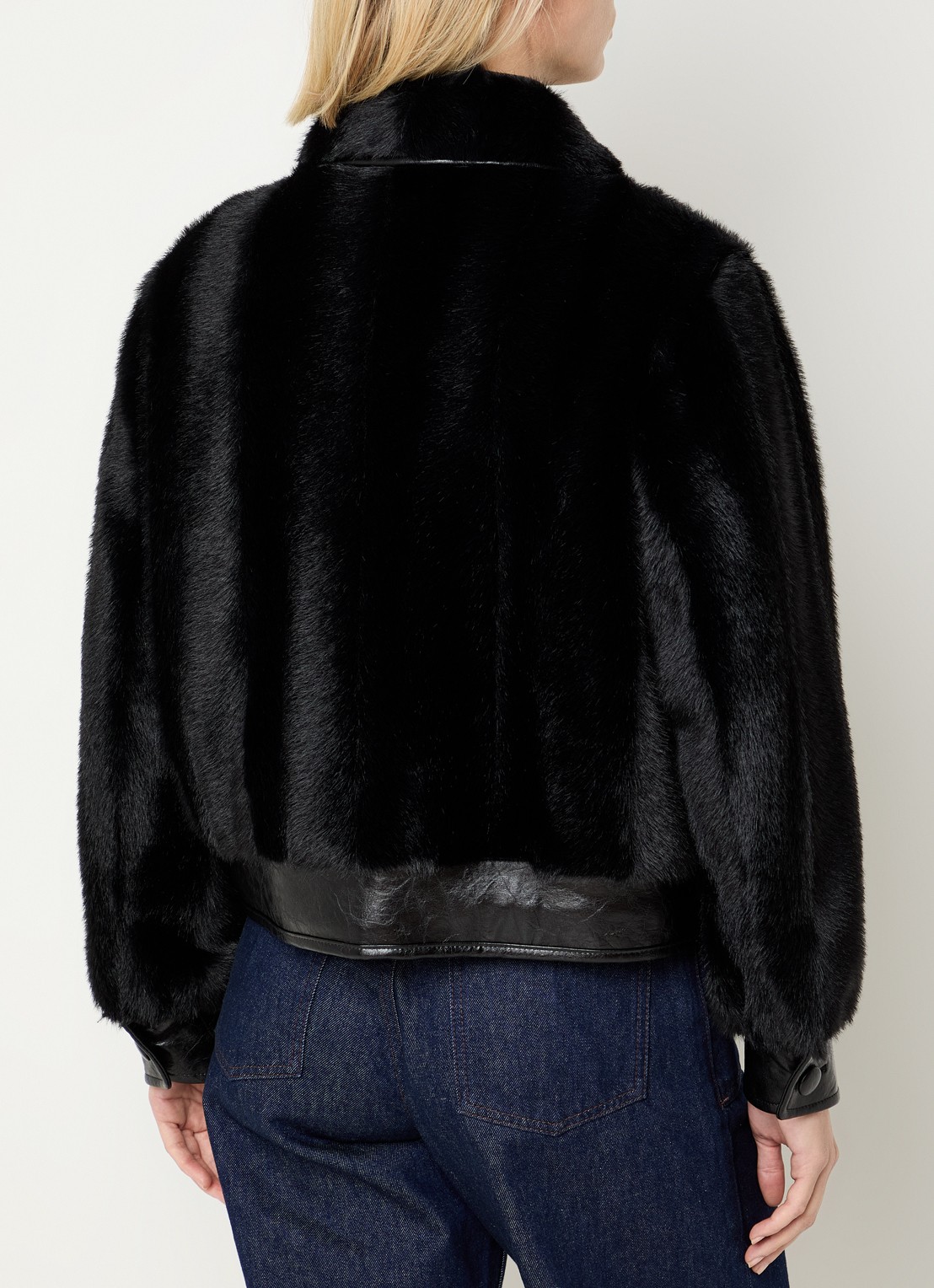 Claudie Pierlot Jack van imitatieleer met details van imitatiebont - achterkant 2 zwart