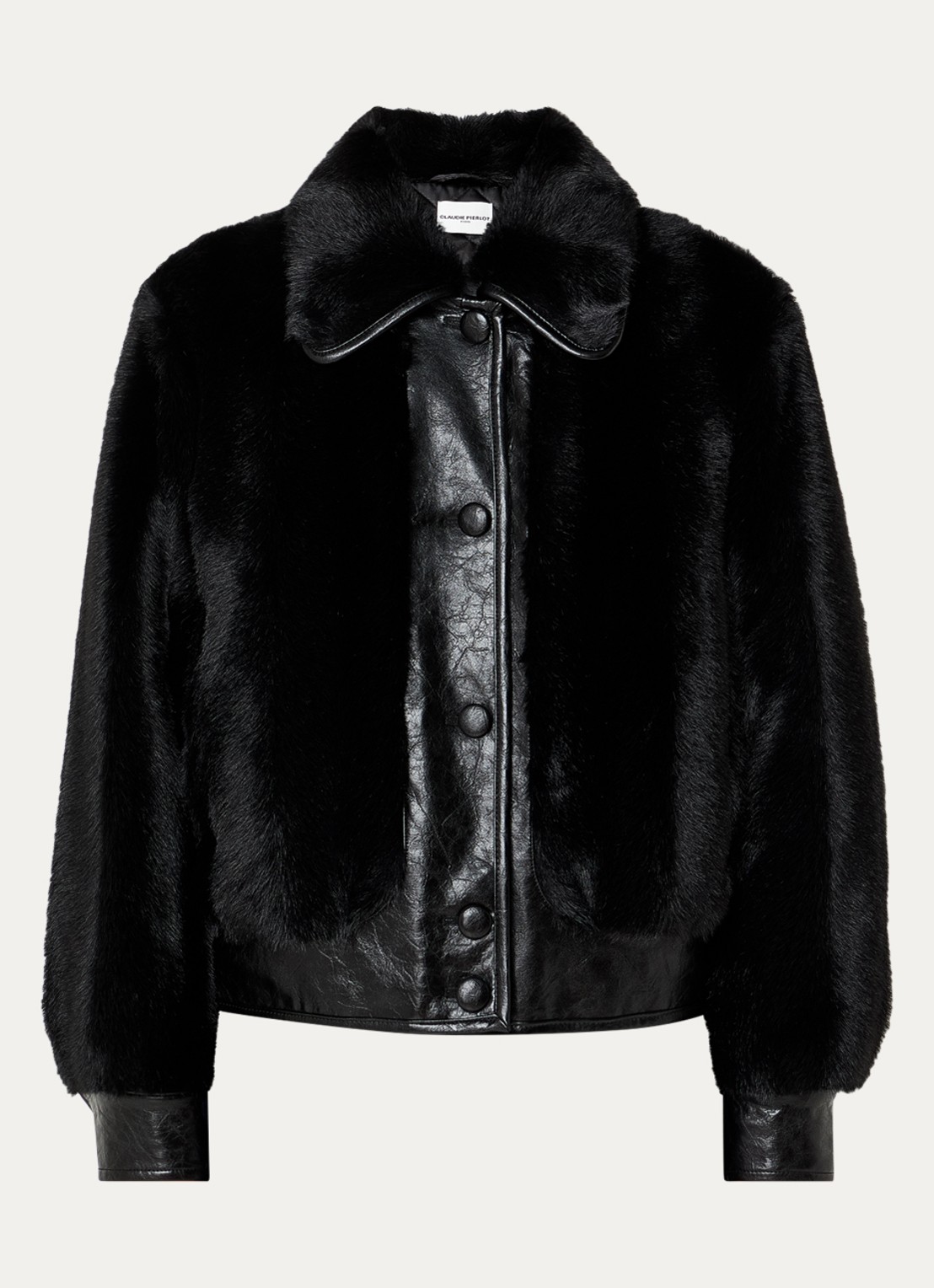 Claudie Pierlot Jack van imitatieleer met details van imitatiebont - voorkant 3 zwart