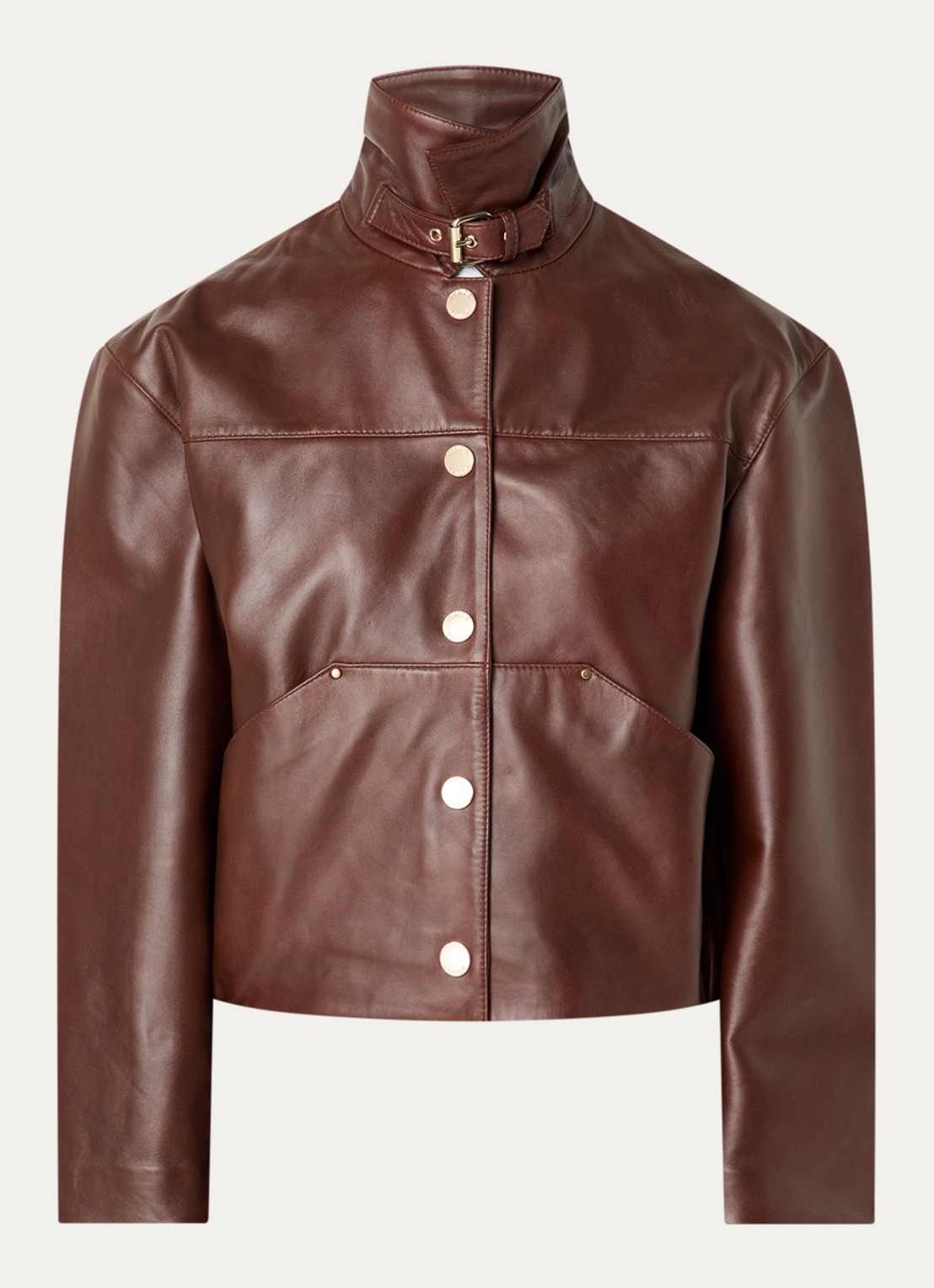Claudie Pierlot Jack van lamsleer met steekzakken - voorkant 3 roodbruin